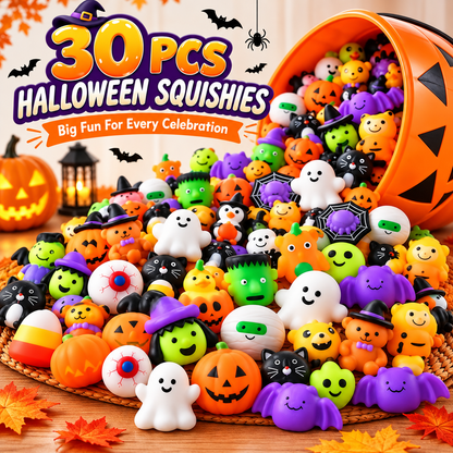 🎃 30/50PCS Halloween Mochi Squishy Toys – Cute Sensory Party Favors & Goodie Bag Fillers