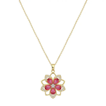 Rotating Birthstone Flower Necklace