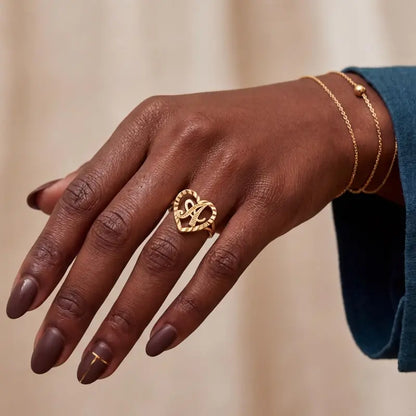 Personalized Heart Initial Ring