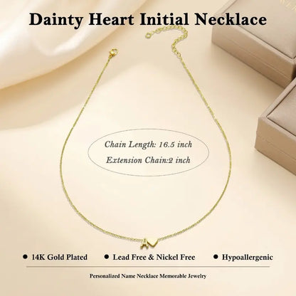 Minimalist Heart Initial Necklace