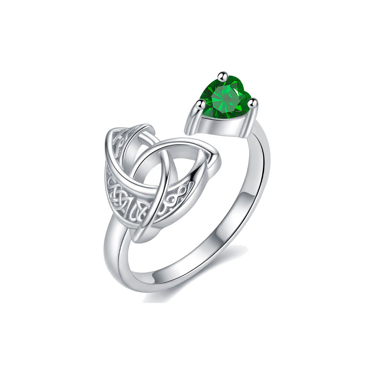 925 Sterling Silver Celtic Heart Birthstone Ring