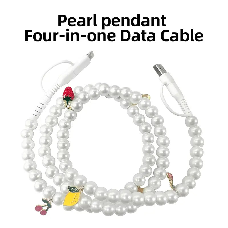 Four-in-One Stylish Pearl-Bead Shine Charging & Data Cable