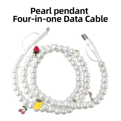 Four-in-One Stylish Pearl-Bead Shine Charging & Data Cable