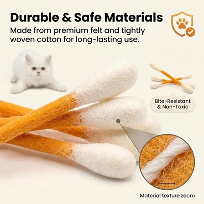 6 Pack Giant Cotton Swab Shaped Felt Cat Chew Toys