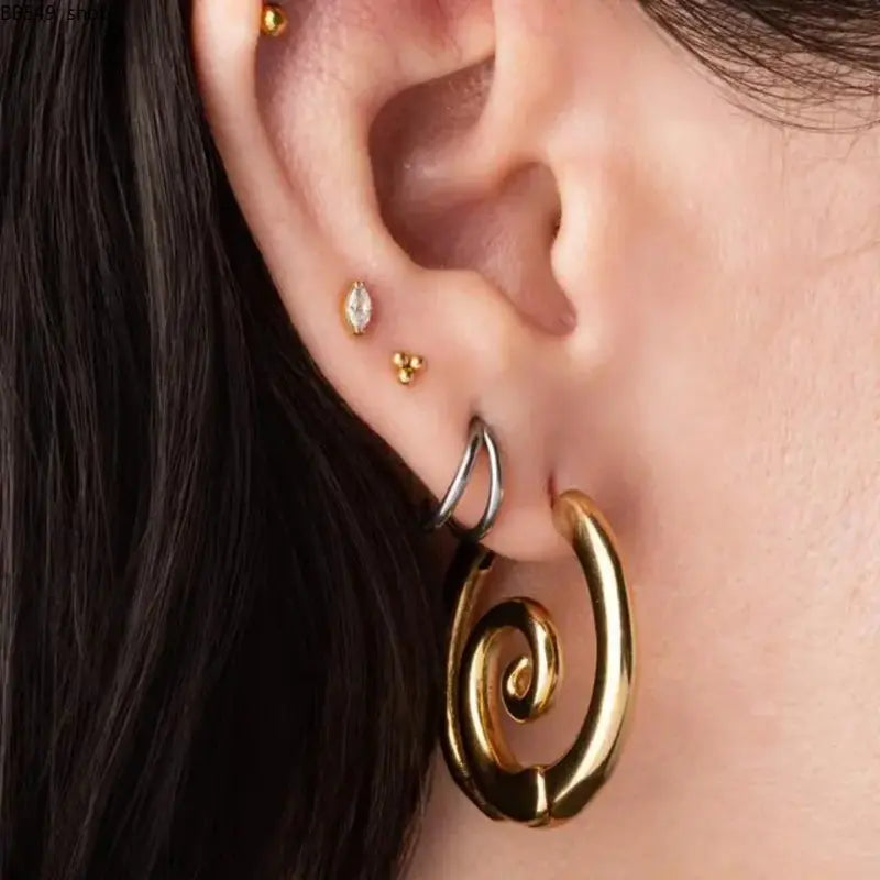 Gothic Spiral Hoop Earrings
