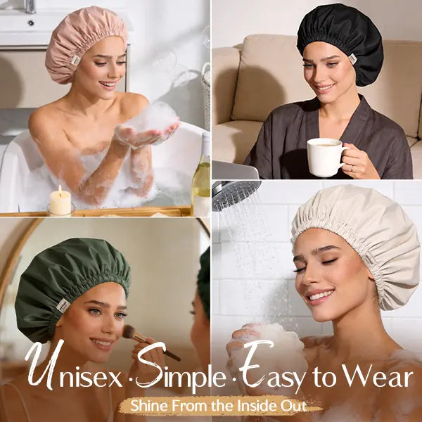 Satin-Lined Hair Protection Shower Cap