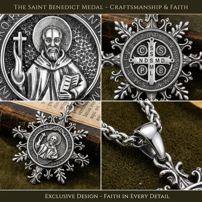 St. Benedict Pendant Necklace – Silver-Plated Religious Medallion