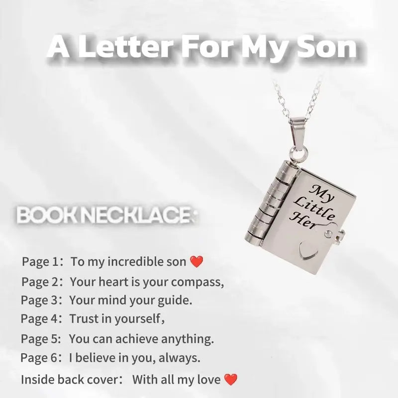 For Daughter / Son - My Little Star Book Necklace My Little Hero Book Necklace