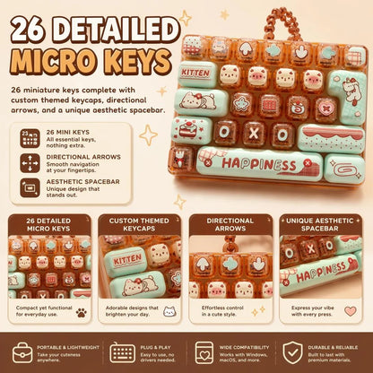 26-Key Mini Mechanical Keyboard Fidget Toy Keychain