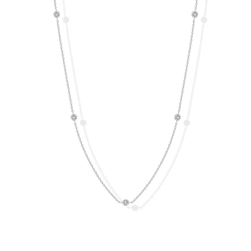 14K Gold Plated CZ Station Necklace