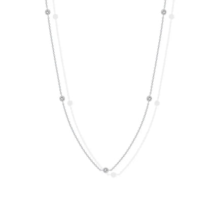14K Gold Plated CZ Station Necklace