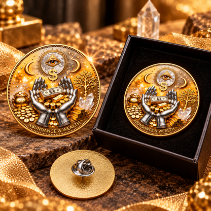 3D Wealth & Prosperity Collectible Coin& Brooch, All‑Seeing Eye Design, Lucky Charm, Fortune Ornament
