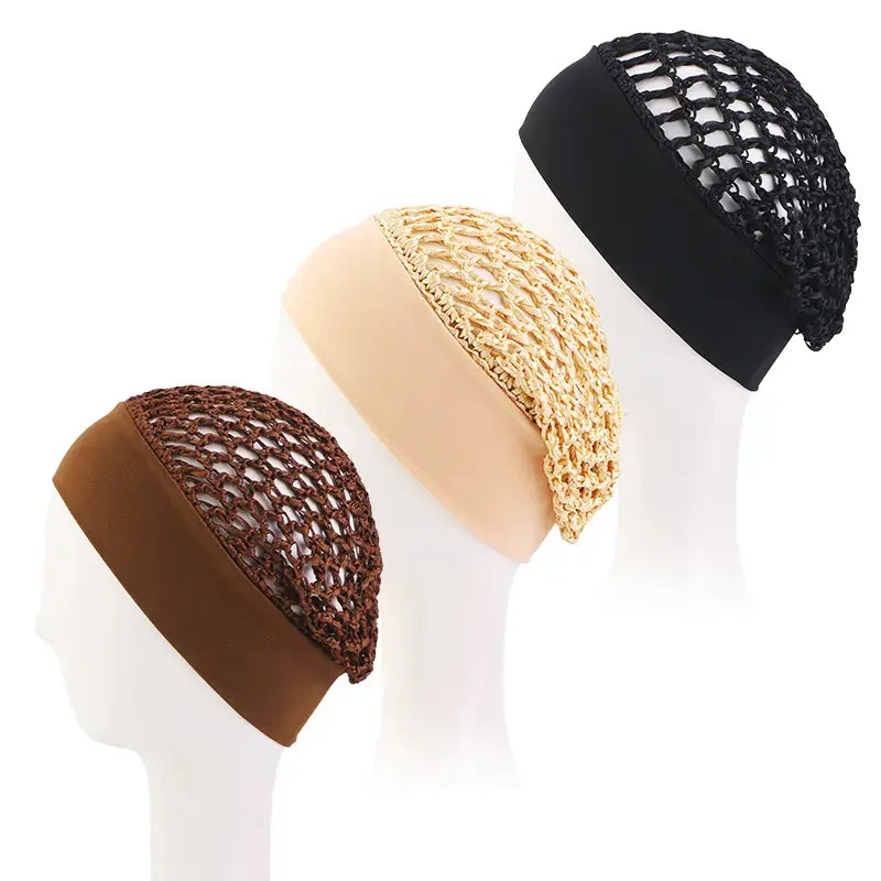 3-Piece Stretchy Wide-Edge Sleeping Cap Set