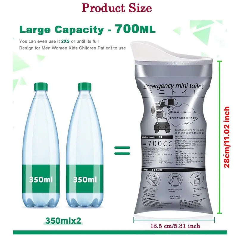 Portable Pee Bags for Car, Camping & Travel