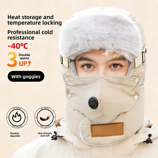Waterproof Winter Goggles Aviator Bomber Hat