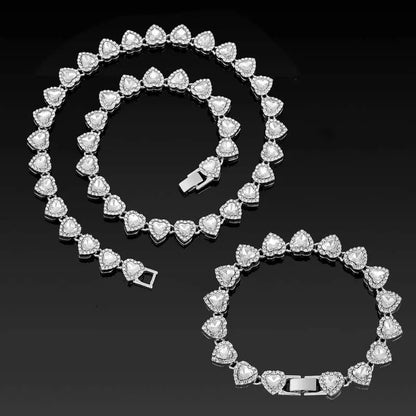 2pcs Heart-Shaped Cuban Chain Necklace Set