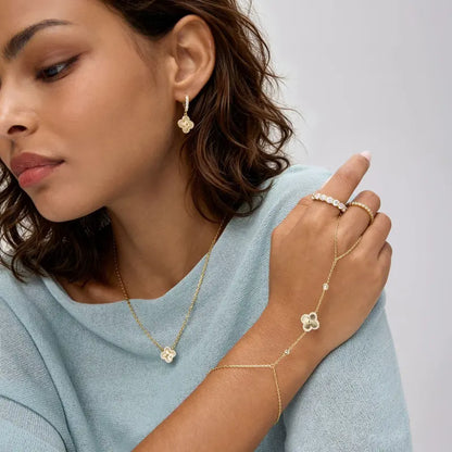 14K Gold Plated Adjustable Ring to Bracelet Hand Jewelry