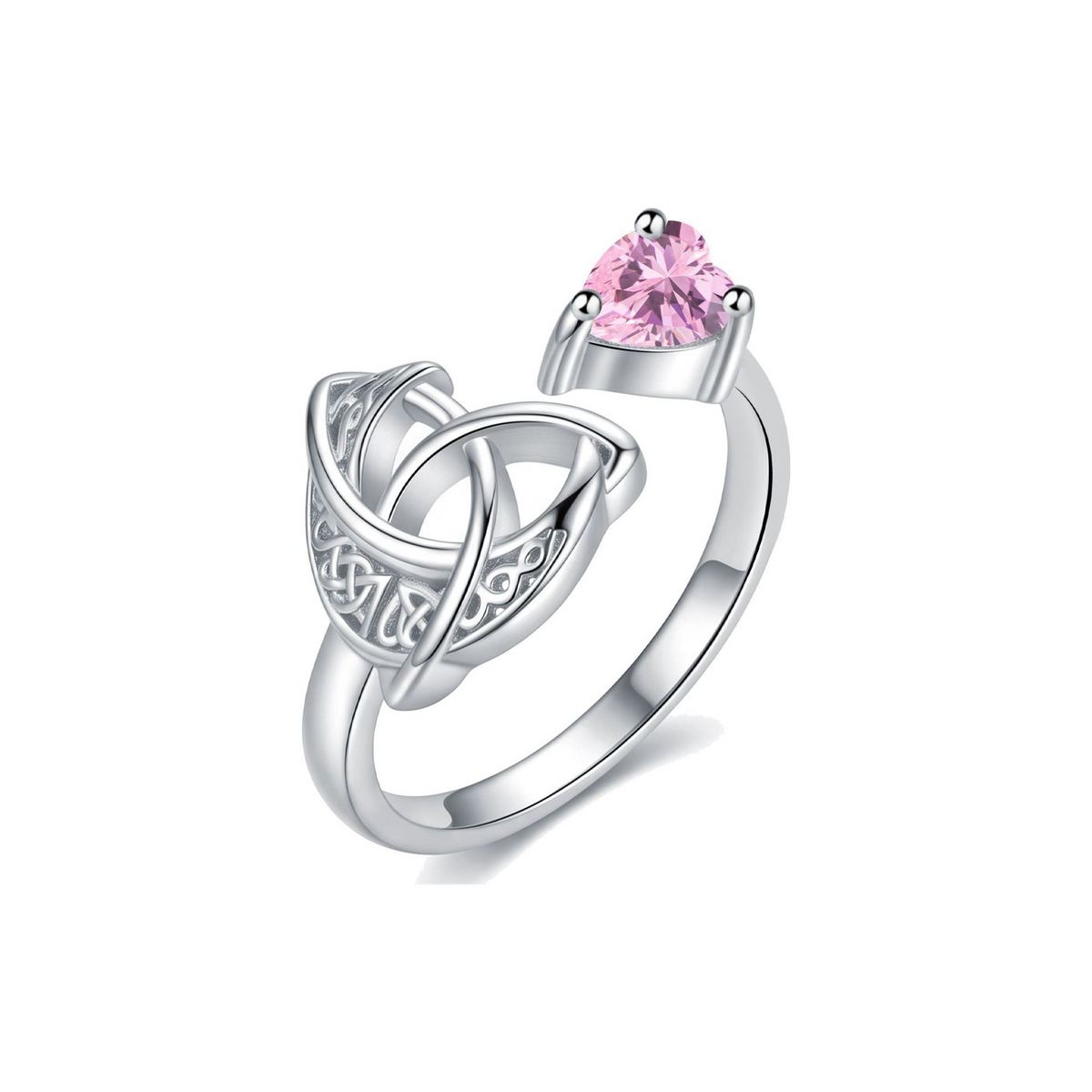 925 Sterling Silver Celtic Heart Birthstone Ring
