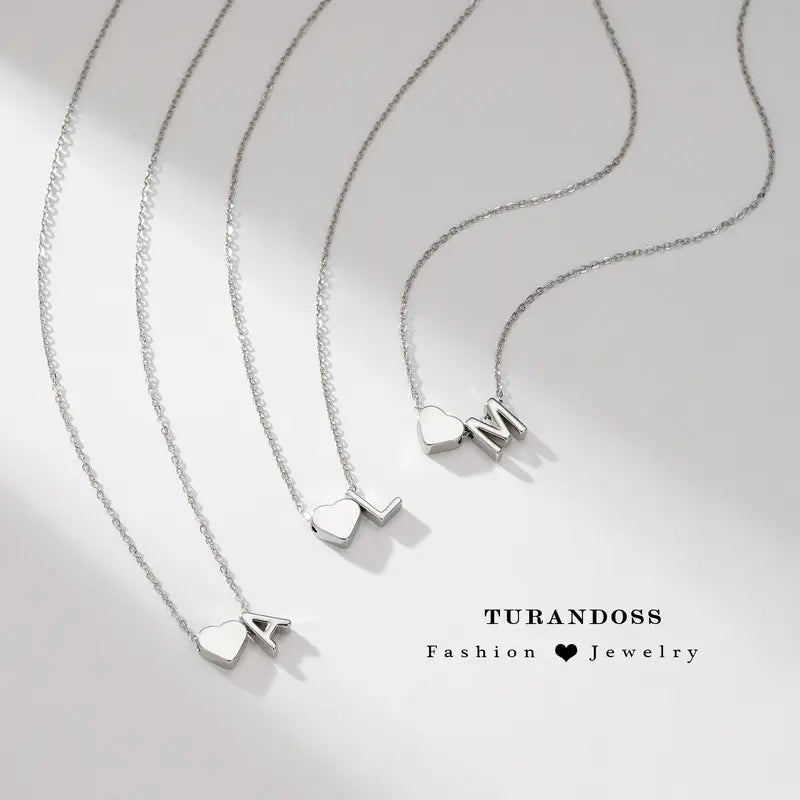 Minimalist Heart Initial Necklace