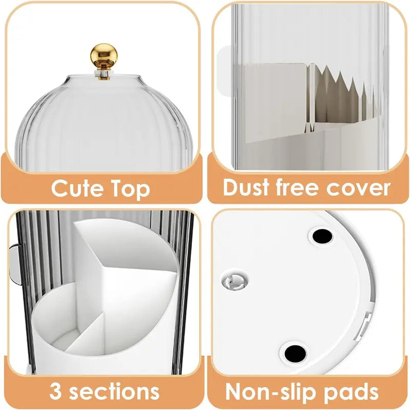 360° Rotating Toothbrush Holder with Cover – Compact Bathroom Organizer