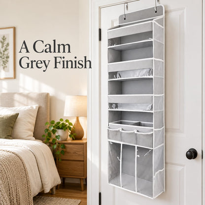 Over-Door Hanging Organizer with Clear-Front Compartments