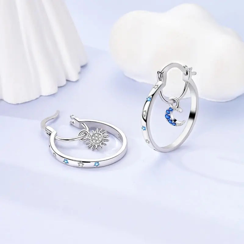 Celestial Sun & Moon Hoop Earrings