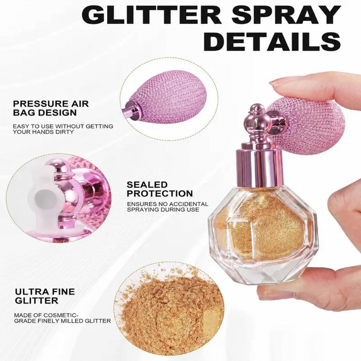 2 PCS Shimmer Glow Face & Body Glitter Spray