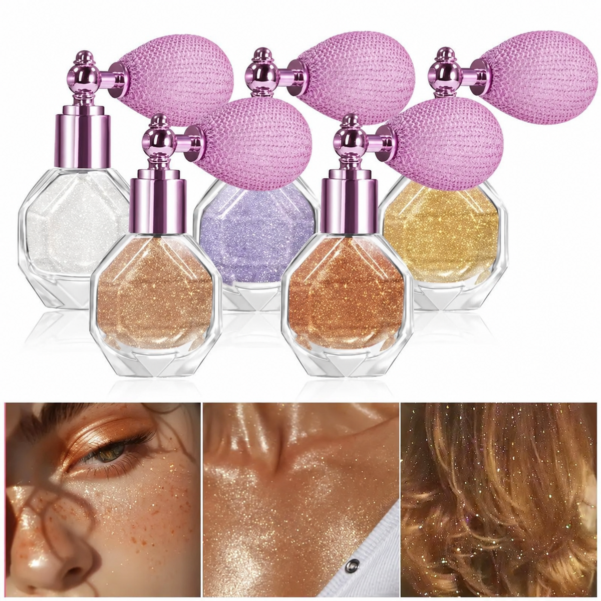2 PCS Shimmer Glow Face & Body Glitter Spray
