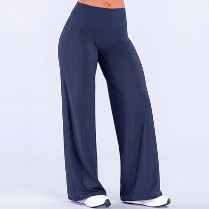 Light Simple Leopard-Print Wide-Leg Pants - Elastic Waistband