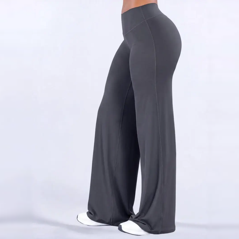 Light Simple Leopard-Print Wide-Leg Pants - Elastic Waistband