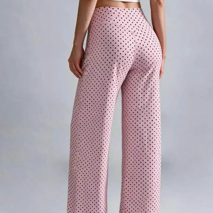 Light Simple Leopard-Print Wide-Leg Pants - Elastic Waistband
