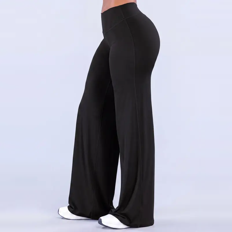 Light Simple Leopard-Print Wide-Leg Pants - Elastic Waistband