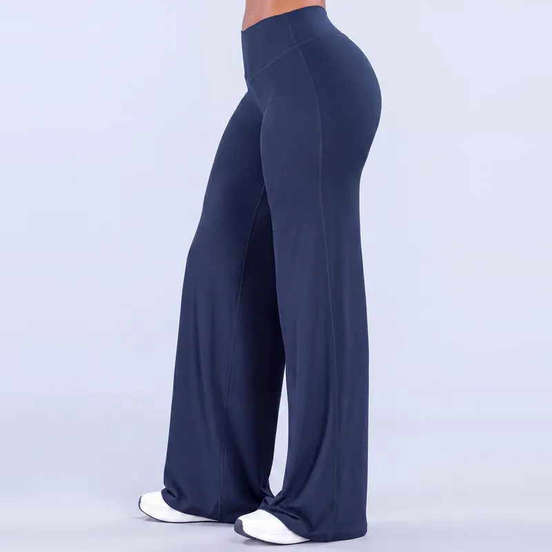 Light Simple Leopard-Print Wide-Leg Pants - Elastic Waistband