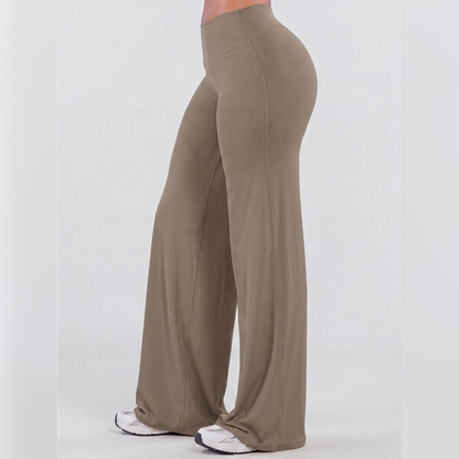 Light Simple Leopard-Print Wide-Leg Pants - Elastic Waistband