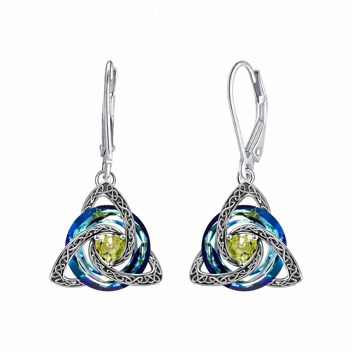 Celtic Trinity Knot Birthstone Earrings