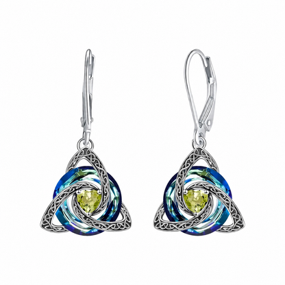 Celtic Trinity Knot Birthstone Earrings