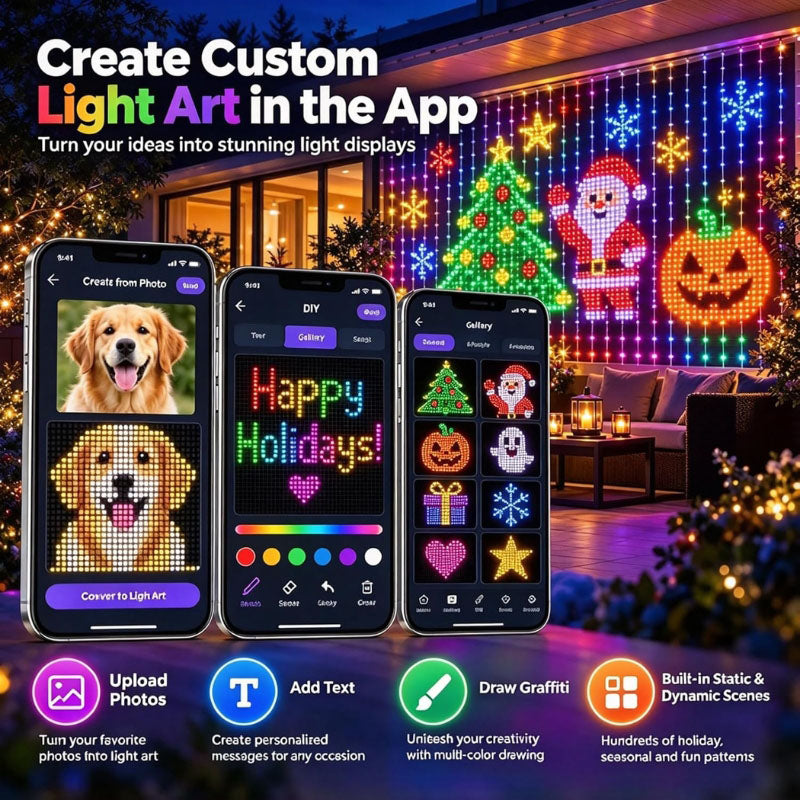 itoolmax rgbic outdoor led net lights product app control