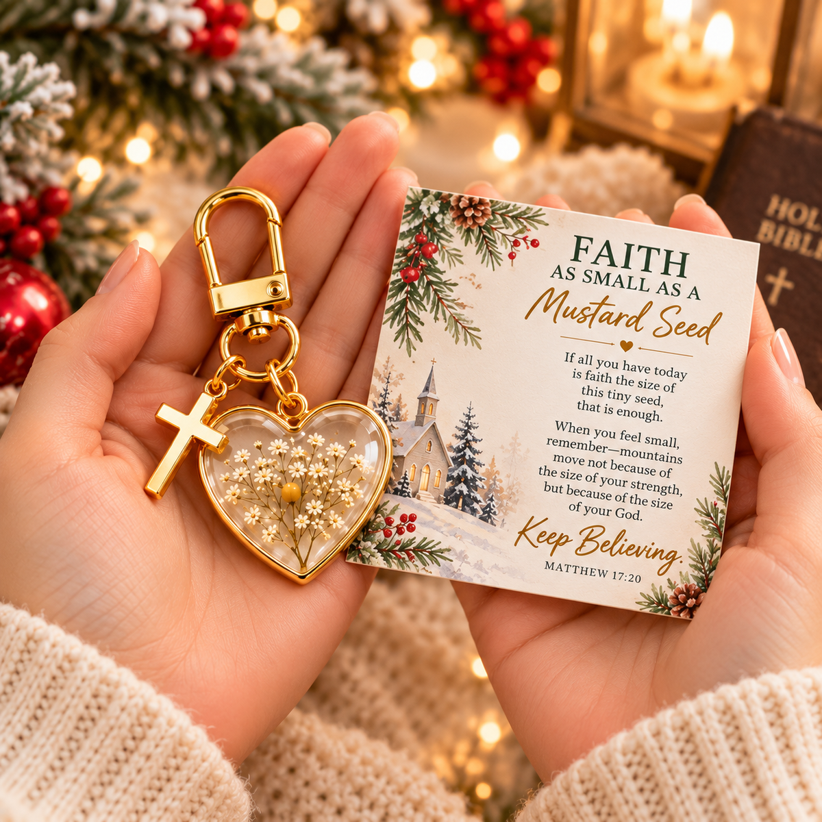 ✝️ Mustard Seed Faith Keychain — Keep Believing