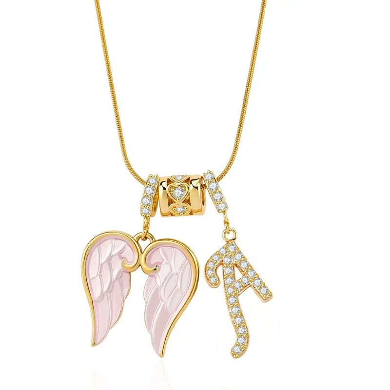 Angel Wing Initial Necklace