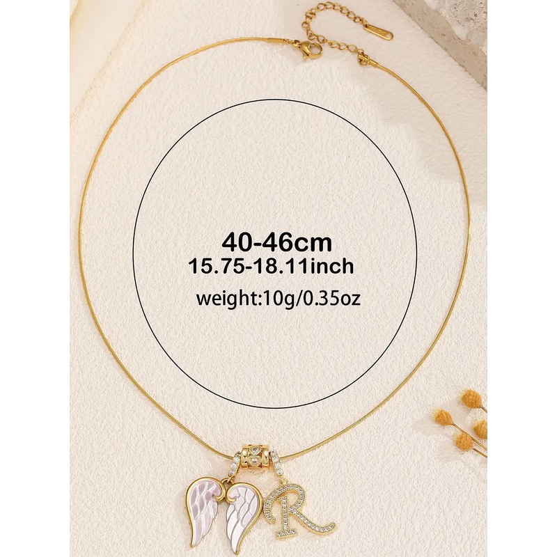 Angel Wing Initial Necklace
