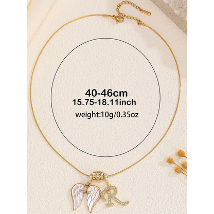 Angel Wing Initial Necklace