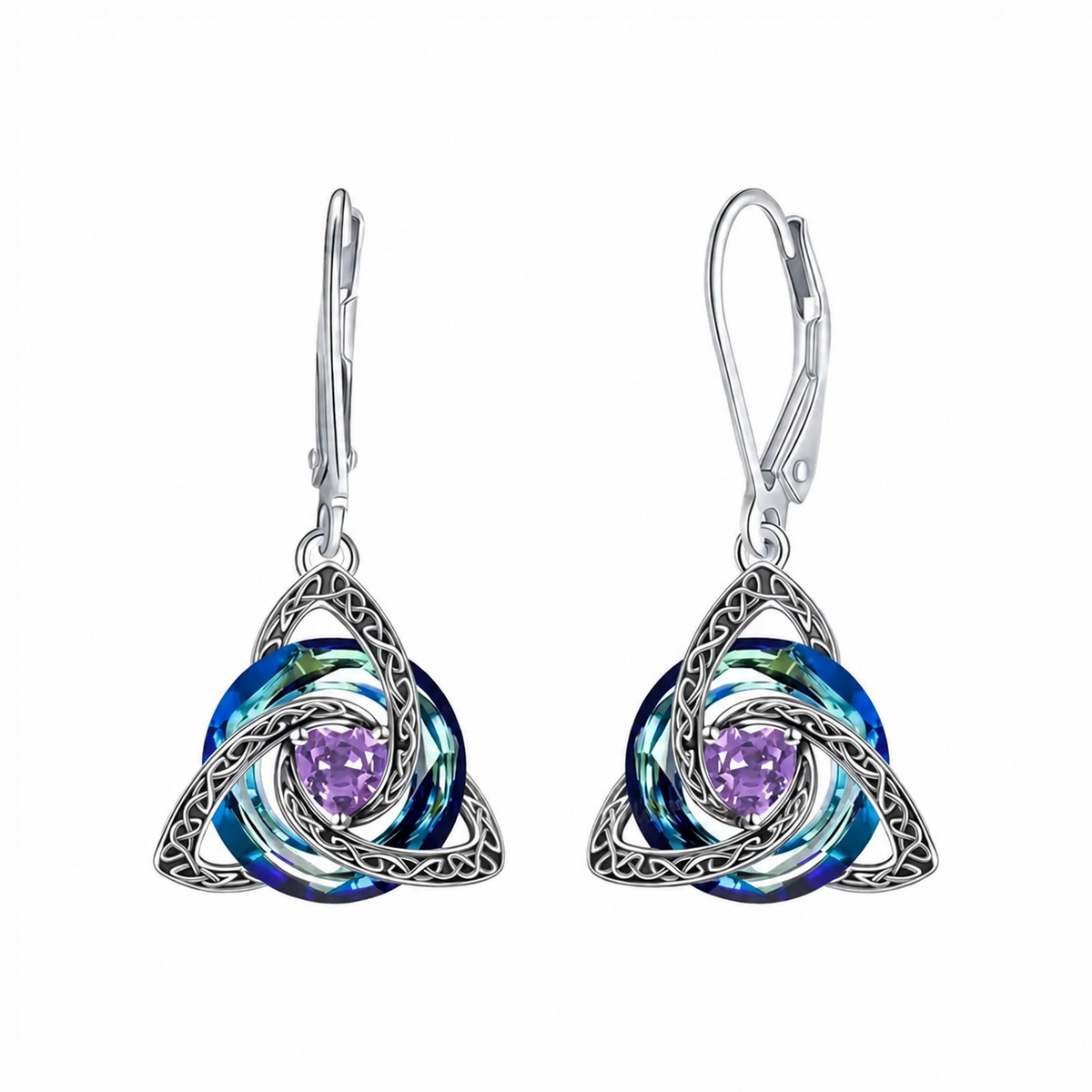 Celtic Trinity Knot Birthstone Earrings