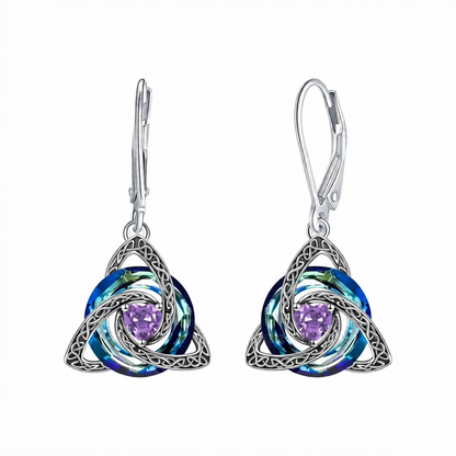Celtic Trinity Knot Birthstone Earrings