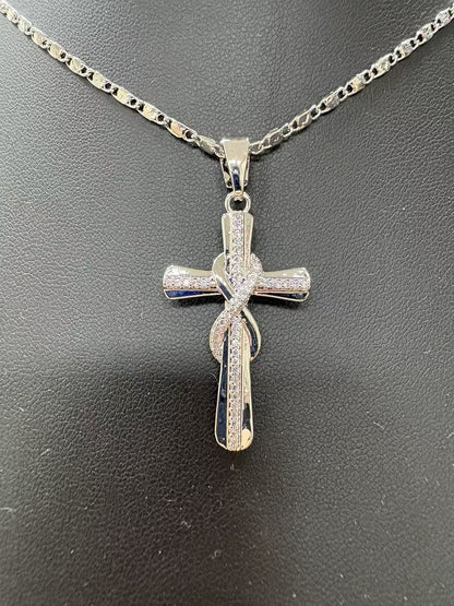 ✝️14K Gold-Plated CZ Cross Pendant Necklace