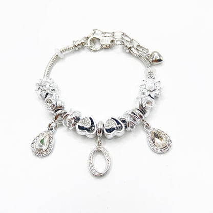 Gold Initial Letter Charm Bracelet with Sun & Crystal Accents