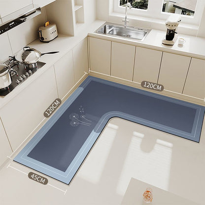 🍳💧L-Shape Diatomite Kitchen Corner Mat | Quickly Absorbs Water and Oil🧽