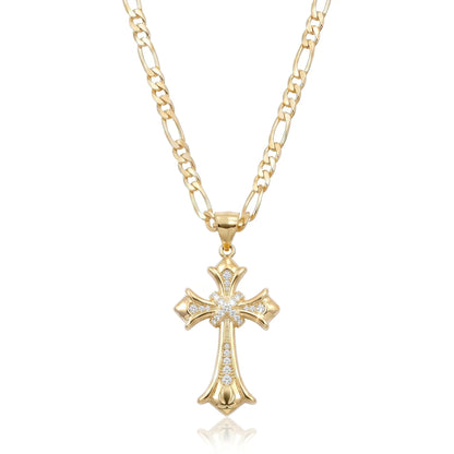 ✝️14K Gold-Plated CZ Cross Pendant Necklace