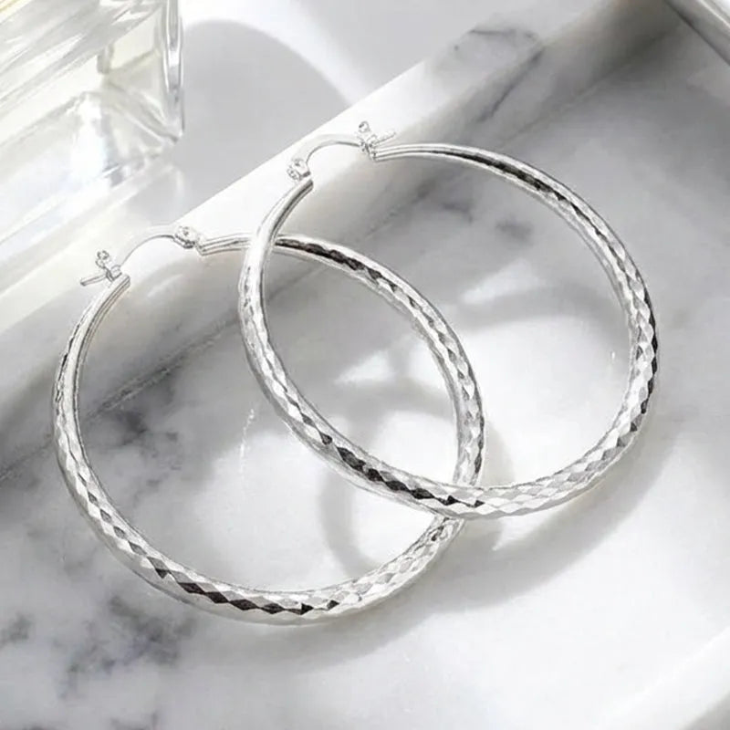 Diamond-Cut Hoop Earrings for Women – Elegant, Sparkling