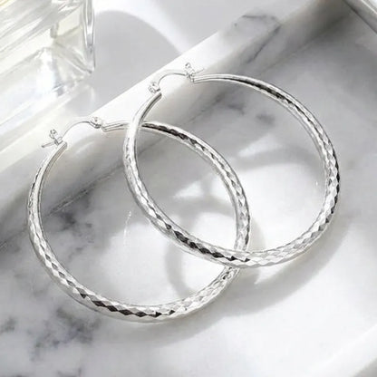 Diamond-Cut Hoop Earrings for Women – Elegant, Sparkling