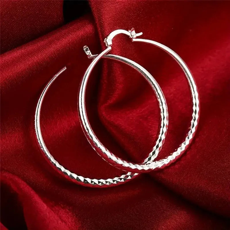 Diamond-Cut Hoop Earrings for Women – Elegant, Sparkling